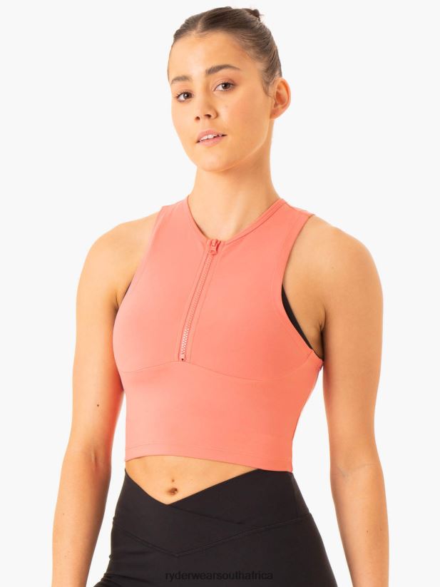 Women Ryderwear Embody Zip Up Crop 2RT8VD869 Rose Pink Clothing