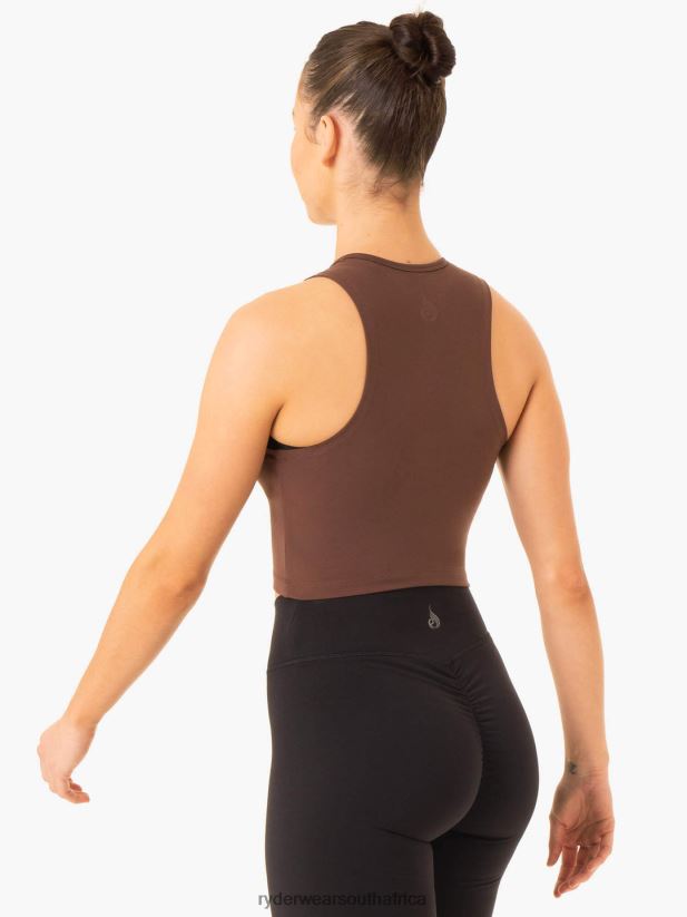 Women Ryderwear Embody Zip Up Crop 2RT8VD870 Chocolate Clothing