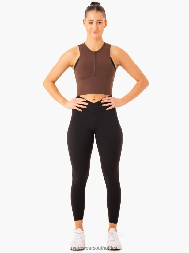 Women Ryderwear Embody Zip Up Crop 2RT8VD870 Chocolate Clothing