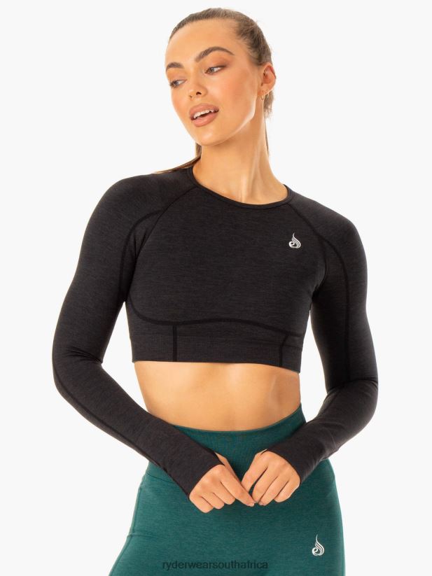 Women Ryderwear Enhance Seamless Long Sleeve Top 2RT8VD906 Black Clothing