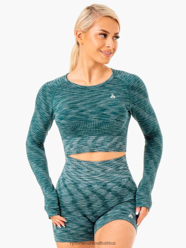 Women Ryderwear Evolve Seamless Long Sleeve Top 2RT8VD963 Teal Clothing