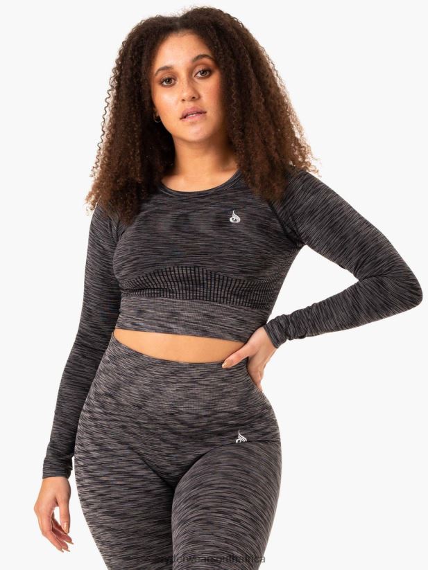 Women Ryderwear Evolve Seamless Long Sleeve Top 2RT8VD967 Black Clothing