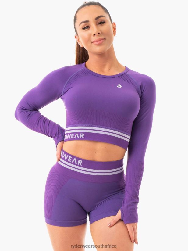 Women Ryderwear Freestyle Seamless Long Sleeve Crop 2RT8VD1082 Purple Clothing