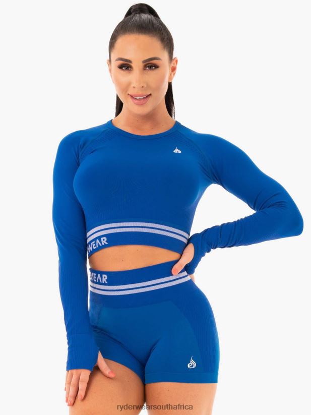 Women Ryderwear Freestyle Seamless Long Sleeve Crop 2RT8VD1094 Blue Clothing