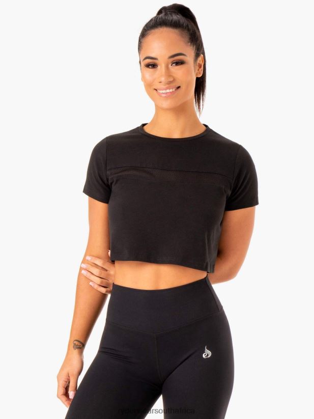 Women Ryderwear Hybrid Mesh Tee 2RT8VD977 Black Clothing