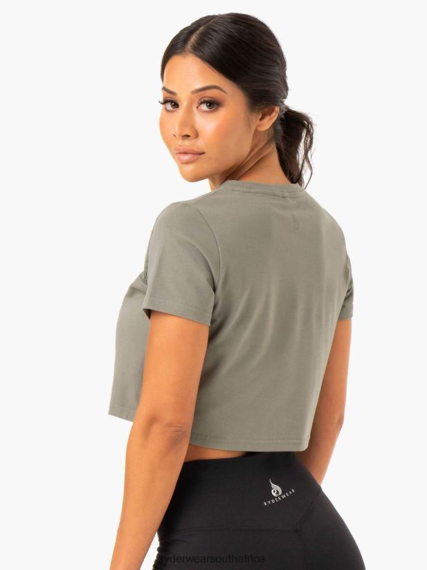 Women Ryderwear Hybrid Mesh Tee 2RT8VD980 Khaki Clothing