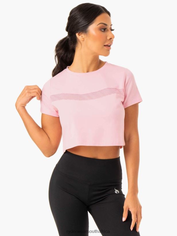 Women Ryderwear Hybrid Mesh Tee 2RT8VD981 Pink Clothing