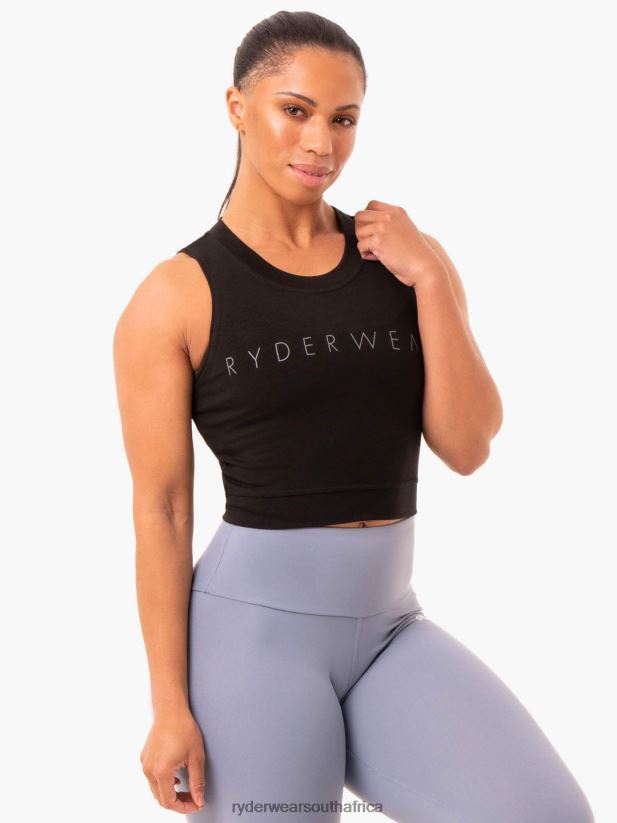 Women Ryderwear Motion Crop Top 2RT8VD1035 Black Clothing