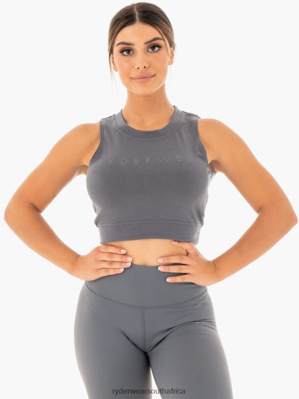 Women Ryderwear Motion Crop Top 2RT8VD1037 Charcoal Clothing