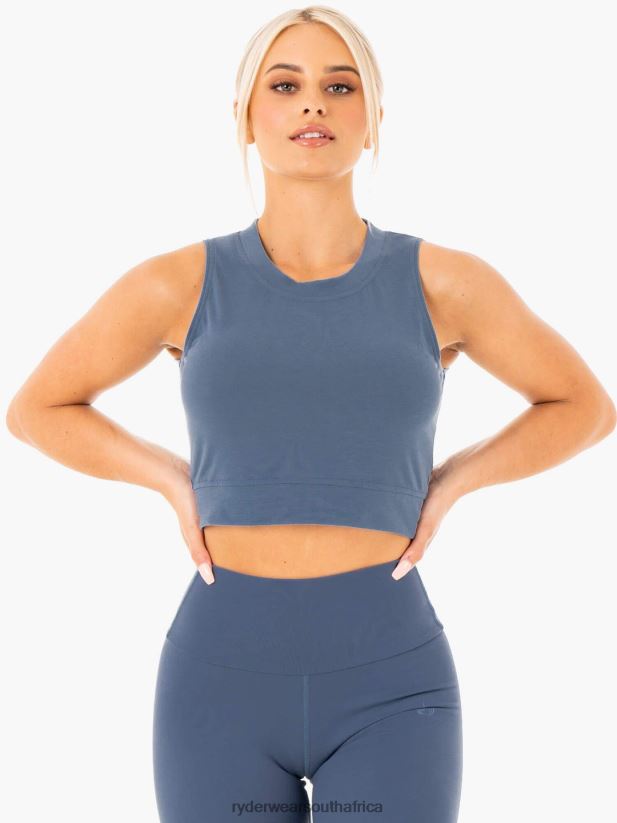 Women Ryderwear Motion Crop Top 2RT8VD1039 Steel Blue Clothing