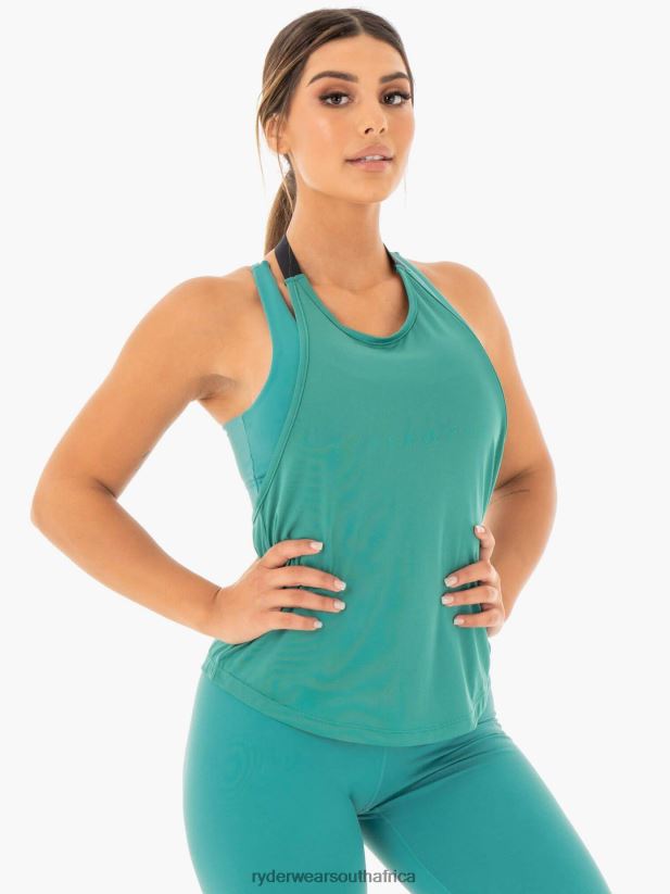 Women Ryderwear Motion Slinky T-Back 2RT8VD1071 Teal Clothing