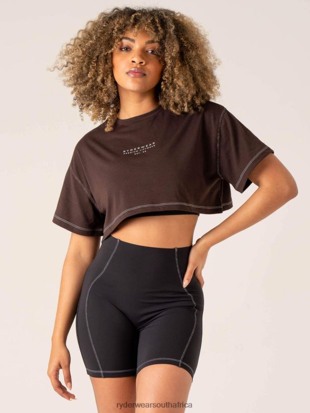 Women Ryderwear Stride Oversized Tee 2RT8VD763 Chocolate Clothing